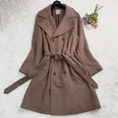 美品✨ナノユニバース ロングコート ダブル Lサイズ ウール ブラウン ベルト