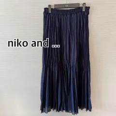 ニコアンド ランダムプリーツスカート L ネイビー
