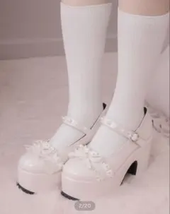 美品】Chalmiere ダブルリボンスカラップパンプス クロスストラップ