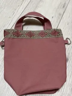 インド刺繍リボンがかわいいミニトートバッグ