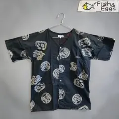 " Fish & Eggs" BLACK 鯉口シャツ 半袖ダボシャツ Lのサムネイル