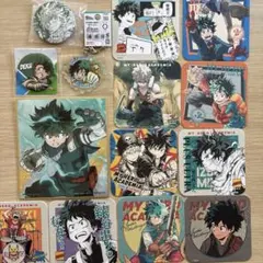 ヒロアカ緑谷出久、爆豪勝己のコースター、缶バッジ、キーホルダー、色紙セット