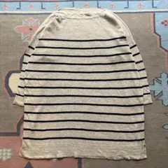 無印良品 MUJI 長袖チュニックワンピース M-L ボーダー 麻 ゆったり