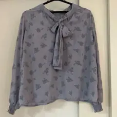 honeys ハニーズ 花柄 フロッキー 長袖 ブラウス ボウタイ Lサイズのサムネイル