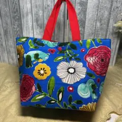 B15　北欧風アニマル ランチ・ミニトートバッグ　 　赤色 柄