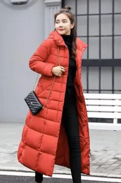 ロングコート　ダウン　韓国ファッション　中綿　ファーストライプ　流行