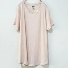 リーボック Tシャツ ラウンドネック 半袖 無地【XL】淡いピンク ゆったりのサムネイル