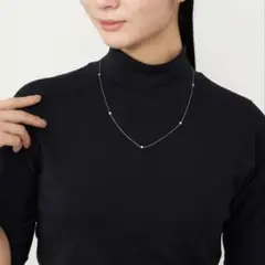 プラチナ ダイヤモンド セルクル ステーション ロングネックレス　0.18ctのサムネイル