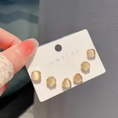 レディース　6個セット　上品　ピアス　大人　韓国　パール　ゴールド　結婚式　白