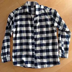 ネイビーとホワイトのチェック柄ネルシャツ Mサイズ