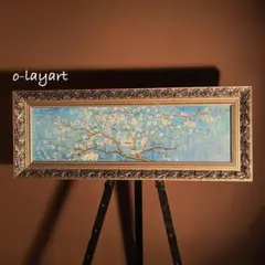 ★秀作★ 手書き油絵 ゴッホ 花咲くアーモンドの花 額付 肉筆絵画 油彩画