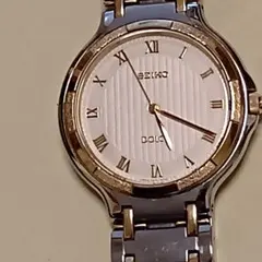 【訳あり】SEIKO DOLCE アナログ腕時計 ホワイト/ゴールド 男性用