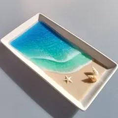 【 海のプレート No.3582 】エポキシレジン オーシャンアート アート