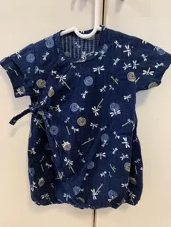 日本製　トンボ柄紺色甚平 ロンパース 60cm ～ 70cm