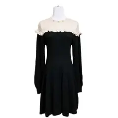 ね*ぎ様 ブラックアイボリー　ニットワンピース　axes femme