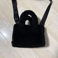 ボア素材 2WAY ショルダーバッグ ブラック