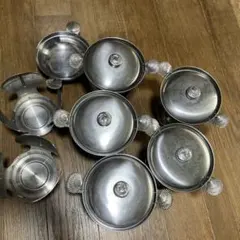 ビンテージ　５セットUSED　ユキワ ステンレス ドームカバーバターディッシュ2 ビンテージ 5セットUSED ユキワ ステンレス ドームカバーバター