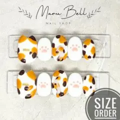 サイズオーダー ネイルチップ 猫ネイル 三毛猫