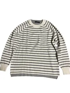 レイジブルー メンズ ボーダ L ホワイト×グレー ストライプニット 古着