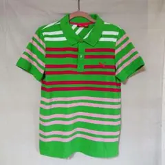 PUMA ポロシャツ ボーダー グリーン