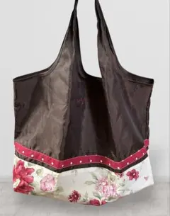 【訳あり】ローラアシュレイ エコバッグ＆ミニポーチ セット 花柄 ブラウン