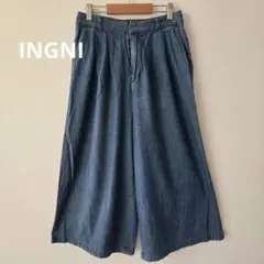 【INGNI】デニム風　ワイドパンツ　M　後ろウエストゴム　やわらか