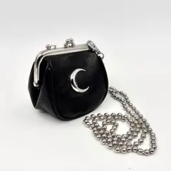 がま口コインケース ブラック　チェーン付き