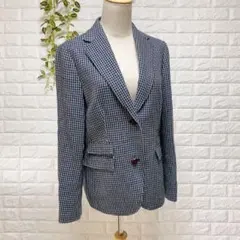 【NEWYORKER】レディース ジャケット【F】千鳥 牛革ボタン 長袖 ウール