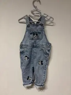 ミッキーマウス刺繍デニムオーバーオール
