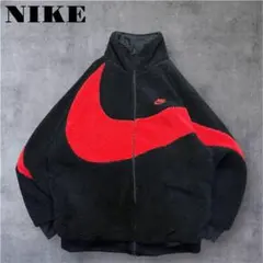NIKE ナイキ ボアジャケット リバーシブル 黒 赤スウォッシュ 2XL