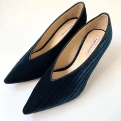 美品FABIORUSCONIベルベットポインテッドトゥ濃紺35.5 22.5㎝