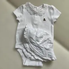 【美品】GapBaby レース襟ロンパース＆フリルハット セット 80 46cm