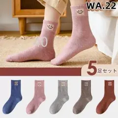 WA22 暖かい 裏起毛 5足組 ソックス北欧風丈婦人靴下ロングソック(2mP)