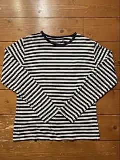 無印良品 ボーダー カットソー 長袖 ロンT Sサイズ 白黒 100%コットン