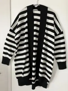 オペークドットクリップ　ボーダーニットカーディガン　綿混