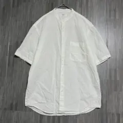 UNIQLO ユニクロ　コットンリネンスタンドカラーシャツ　白　M