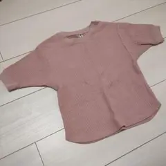 UNIQLO ワッフルT 110 ピンク ユニクロ 子供 キッズ 五分丈 半袖