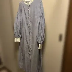 No.527 ストライプ 長袖 シャツワンピース サイズM