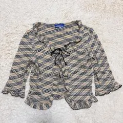 バーバリー ブルーレーベル ノバチェック カーディガン ベージュ フリル