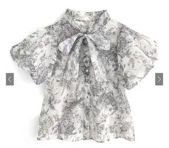 花柄シアーボウタイバルーンスリーブブラウス[gn100]