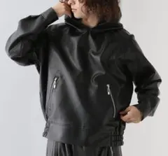 【HARE】フェイクレザープルオーバーパーカー ブラック FREEサイズ