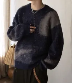 オーバーサイズ ネイビー グレー セーター