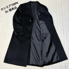 【極美品】カシミヤ100% メンズ チェスターコート XL 黒