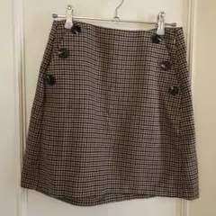 GU 千鳥柄ミニスカート ブラウン