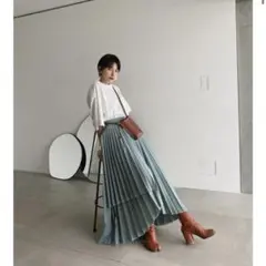 クラネ CLANE ラッププリーツスカート ミントグリーン ロング 春秋冬