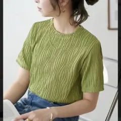 ディスコート　立体ジャガード5分袖　ピスタチオ　定価4,400円