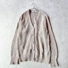 【シーズンリーズン】Vネックカーディガン（L）長袖 ベージュ リブ シンプル