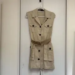 値下げZARA ベルトリネンブレンドベスト