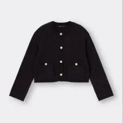 GU ダブルポケットニットジャケット BLACK S