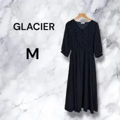 GLACIER グラシア 春夏 ロング フレアワンピース 総柄 ブラック M
